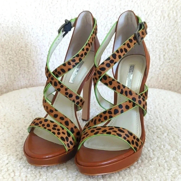BCBGeneration Granvill2 Crisscross Leopard Platform Sandals - Picture 1 of 10